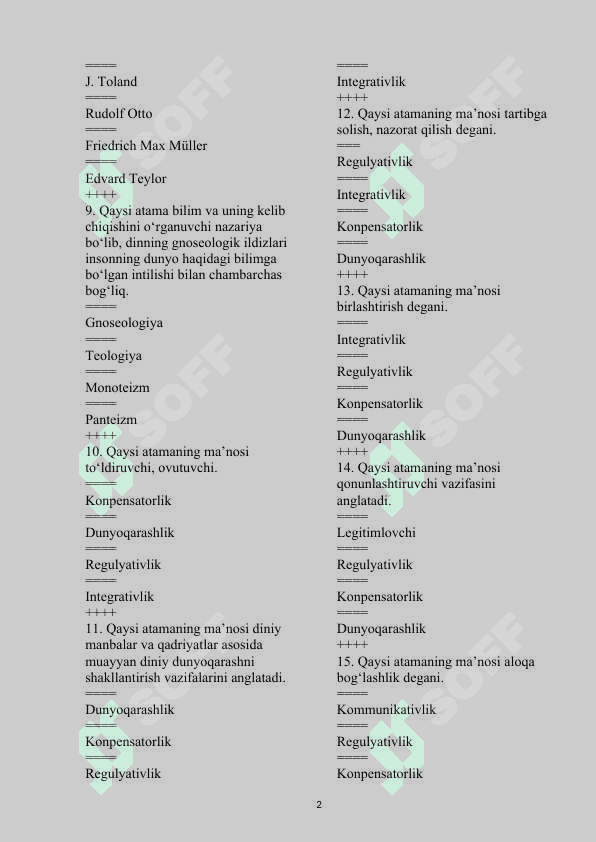 Dinshunoslik test 2025 baxorgi 2