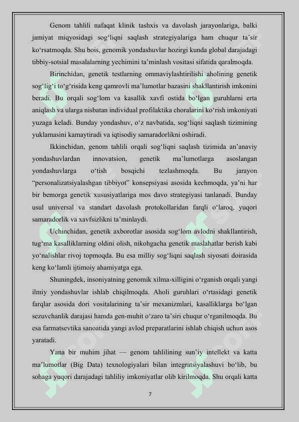 Tibbiyot genetika soxasidagi yutuqlar, muammolar va istiqbollar - Тиббиёт генетика сохасидаги ютуқлар, муаммолар ва истиқболлар 7