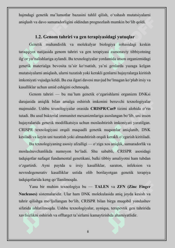 Tibbiyot genetika soxasidagi yutuqlar, muammolar va istiqbollar - Тиббиёт генетика сохасидаги ютуқлар, муаммолар ва истиқболлар 8