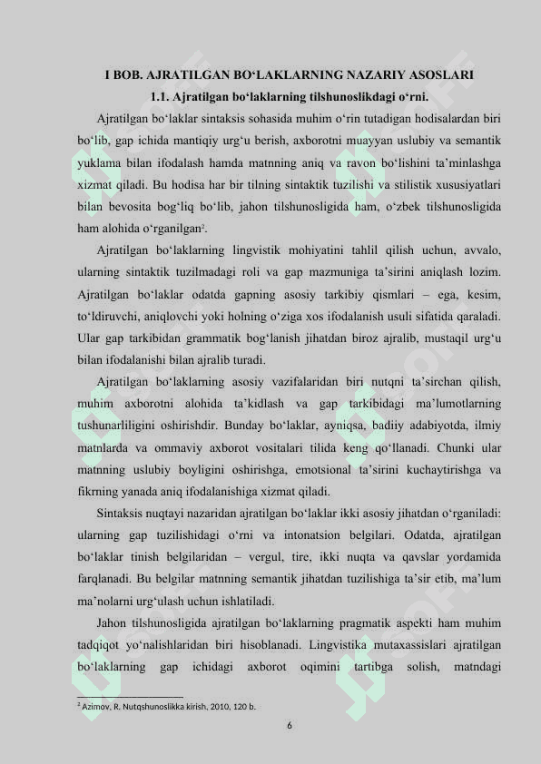 Ajratilgan bo'laklarning xususiyatlari. 6