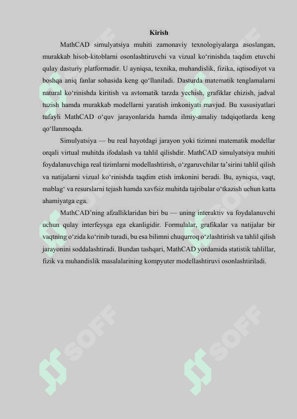 MathCAD simulyatsiya muhiti 2