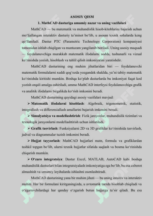 MathCAD simulyatsiya muhiti 3
