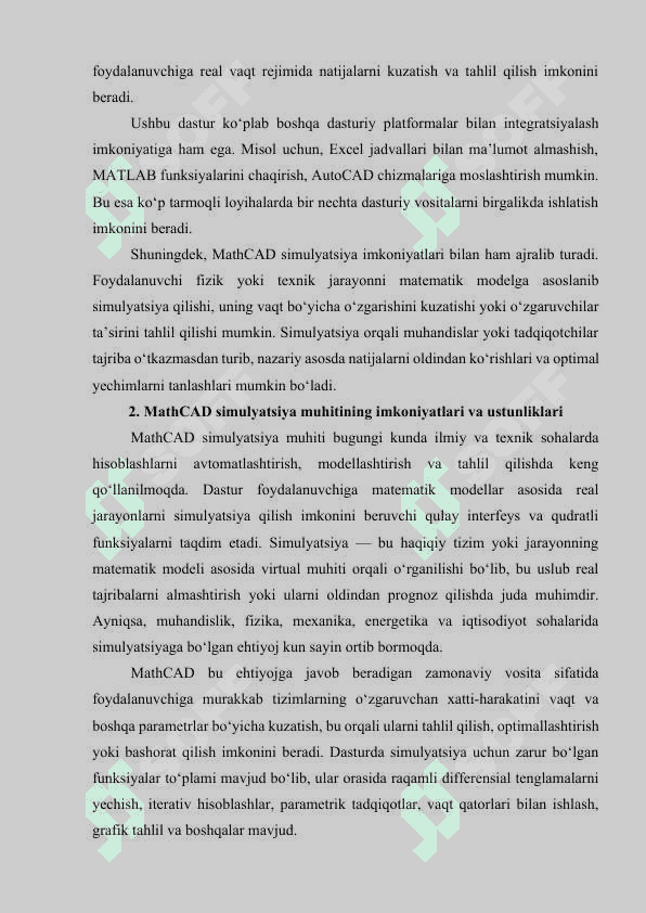 MathCAD simulyatsiya muhiti 4