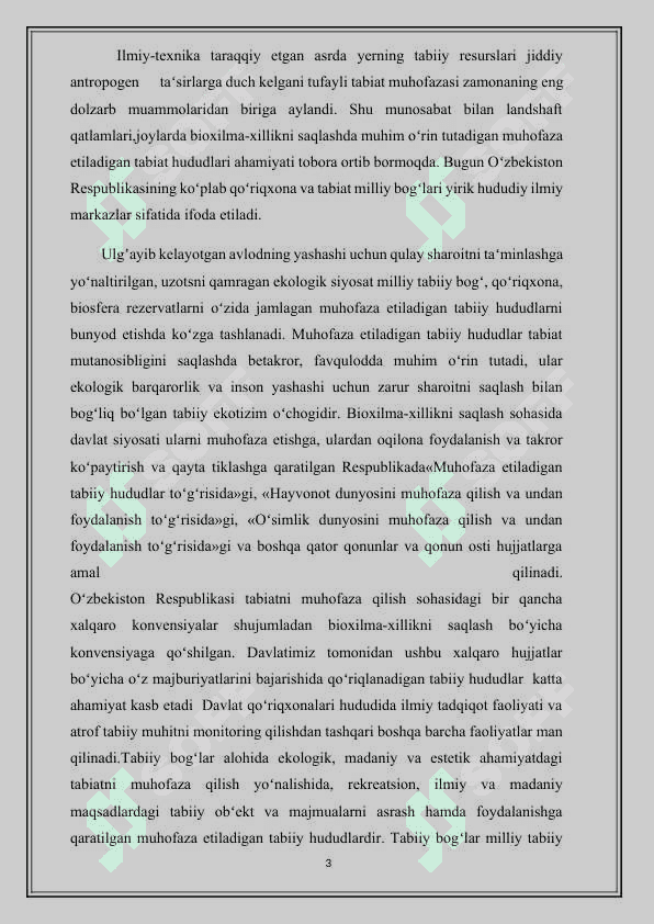 Oʻzbekistonning muhofazaga olingan hududlari - kurs ishi 3