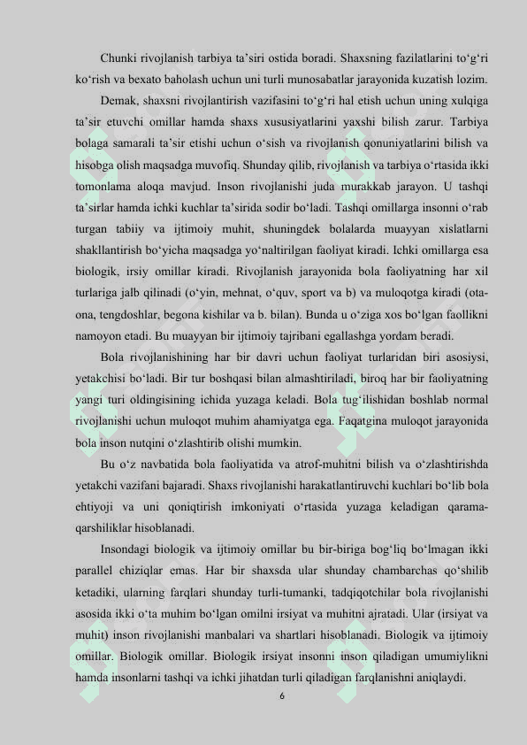 SHAXS RIVOJLANISHIGA TA’SIR ETUVCHI OMILLAR 5