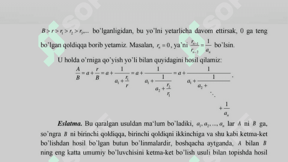 Chekli uzluksiz kasrlar 3