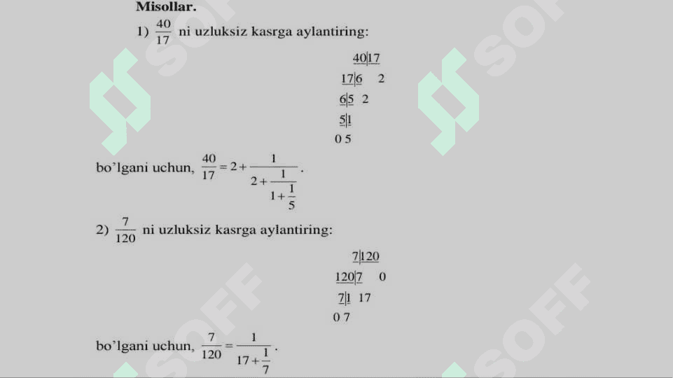 Chekli uzluksiz kasrlar 4