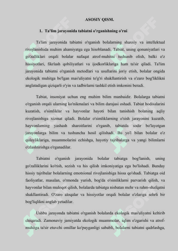 Maktabgacha ta’lim tashkilotlarida bolalarni tabiat bilan tanishtirish tamoyillarining o’rni 5