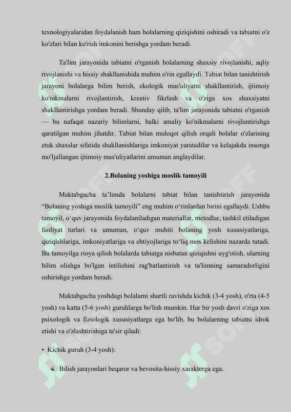 Maktabgacha ta’lim tashkilotlarida bolalarni tabiat bilan tanishtirish tamoyillarining o’rni 7