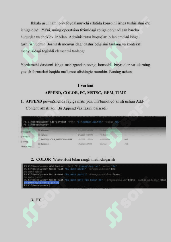 Operatsion tizimlar powersheldda buyruqlar amaliy ish 3