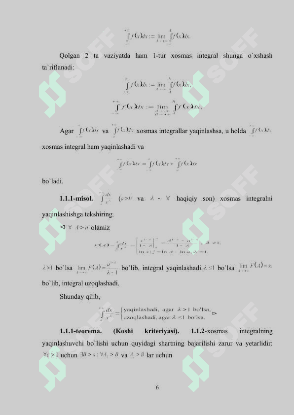 Xosmas integrallar 6