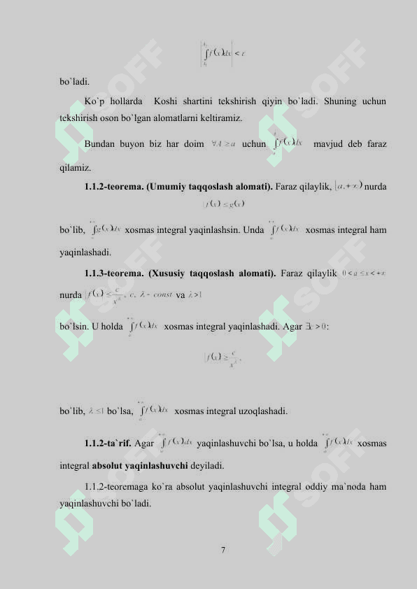Xosmas integrallar 7
