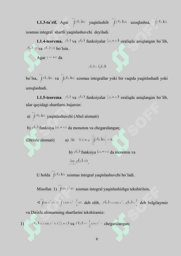 Xosmas integrallar 8