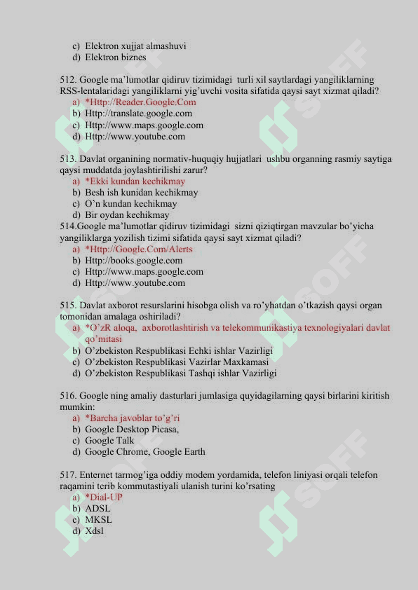Informatika va axborot texnologiyalaridan test savollari 2