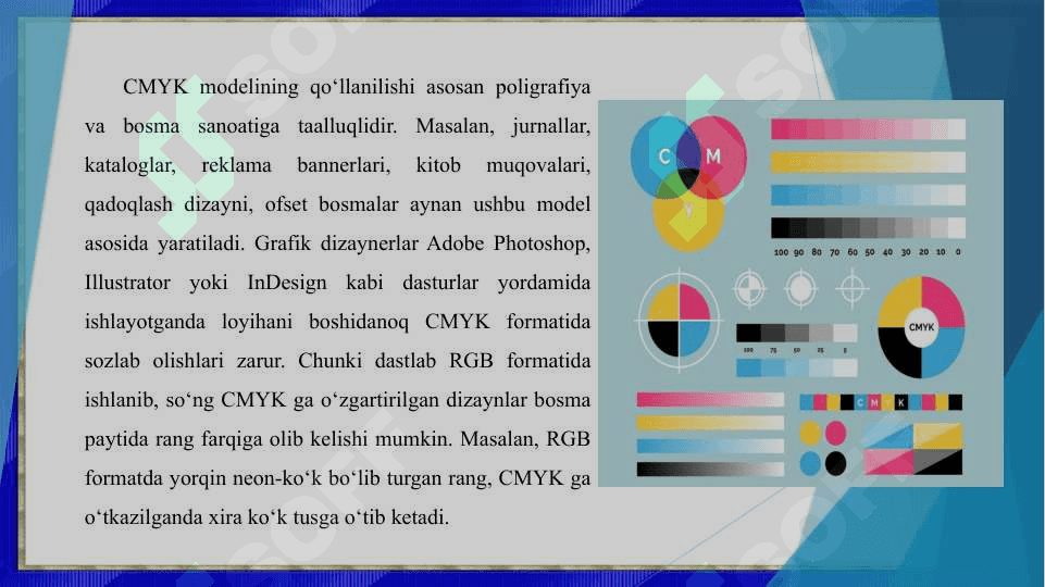 Kompyuter grafikasida CMYK modelidan foydalanish qoidalari 4