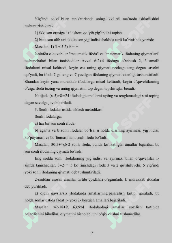 BOSHLANG’ICH SINFLARDA MATEMATIKA O’QITISHDA ALGEBRA  ELEMENTLARNI O’RGATISH METODIKASI 6