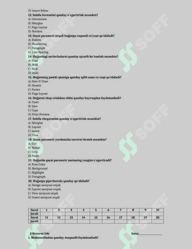 7-sinf informatika test yillik 3