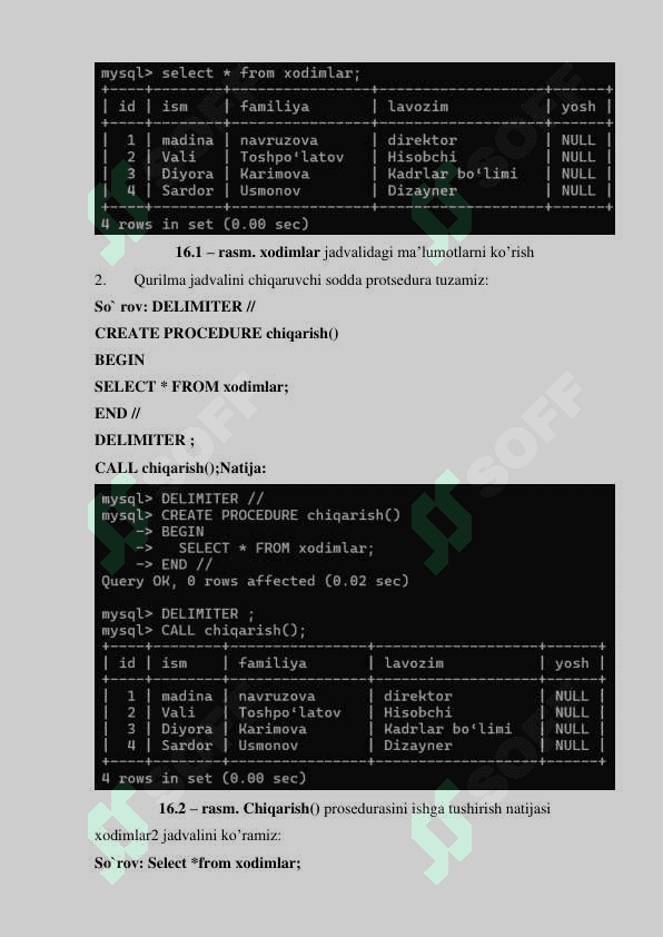 SQLda protsedura va funksiya yaratish 2