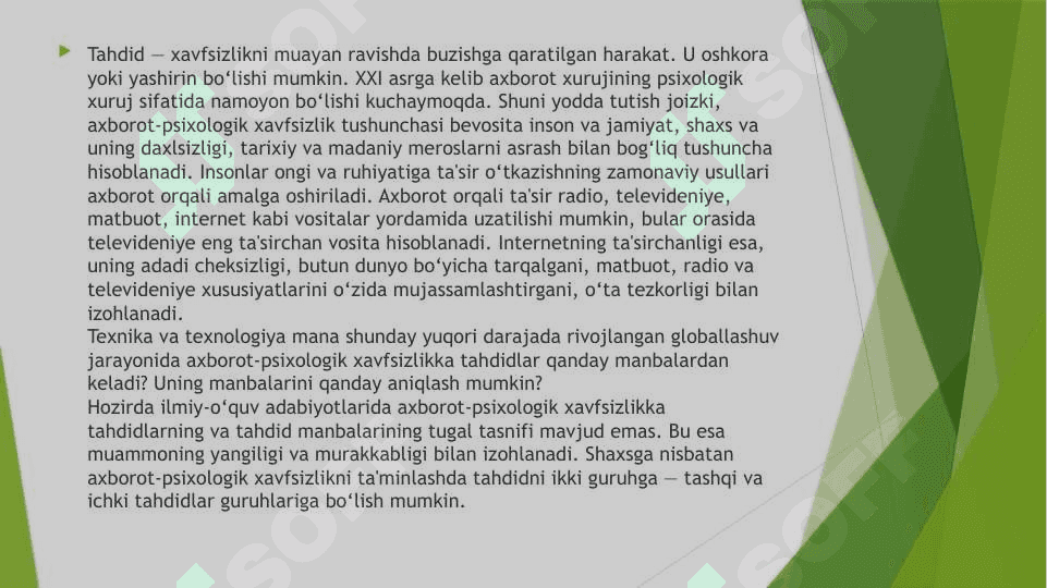 Axborot tizimlarida ichki va tashqi tahdidlar 4
