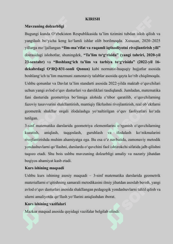 3-sinf Matematika darslarida geometrik materiallarni o‘rgatish metodikasi 2