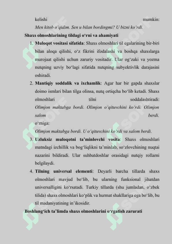 BOSHLANGʻICH SINFDA MEN, SEN, U VA ULAR MAVZUSINI OʻRGANISH 5