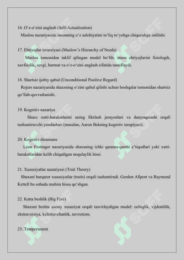 Shaxs nazariyalari  glossariy tuzish 25 3