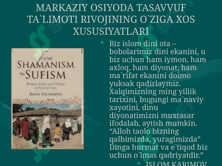 Tasavvuf ta`limoti rivojining o`ziga xos xususiyatlari 2