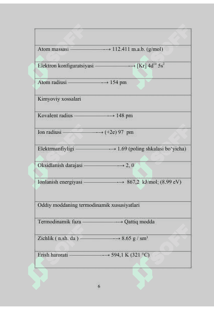 Kadmiy ishlab chiqarish. 6
