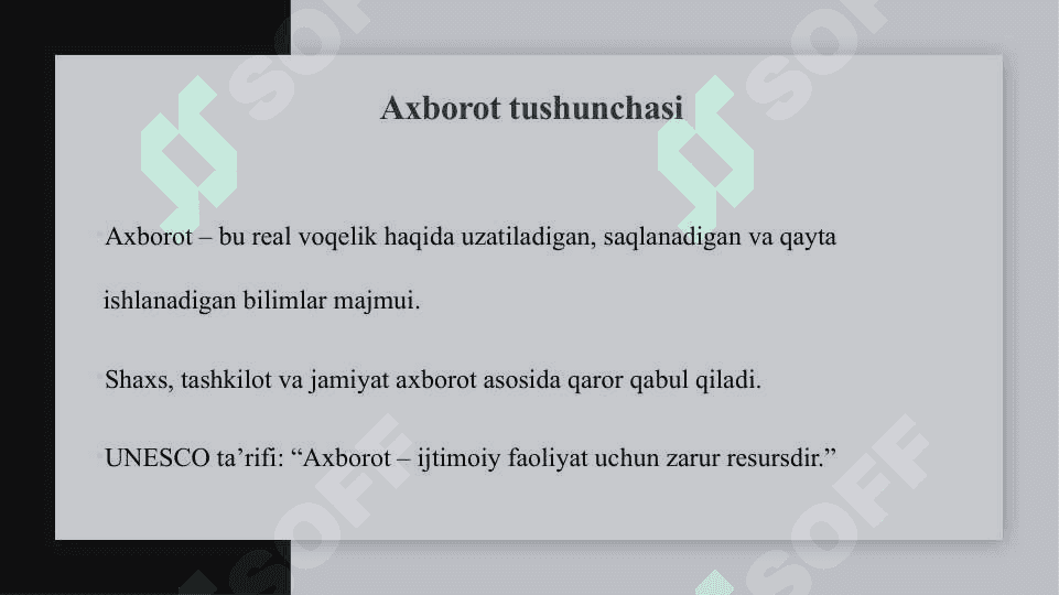 Axborotni jamiyatda tutgan o‘rni va ahamiyati 3