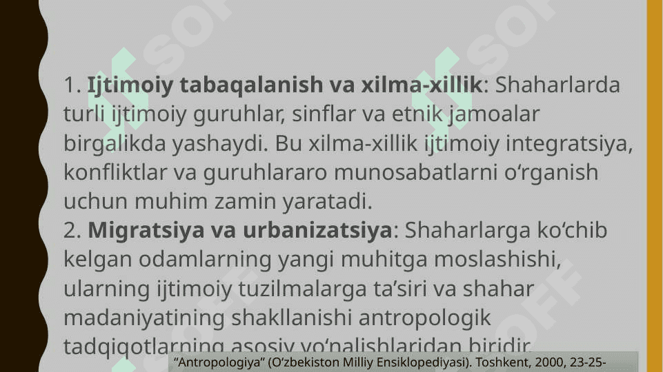 Shahar Antropologiyasi Shahar Hayotini O‘rganish bo‘yicha 7