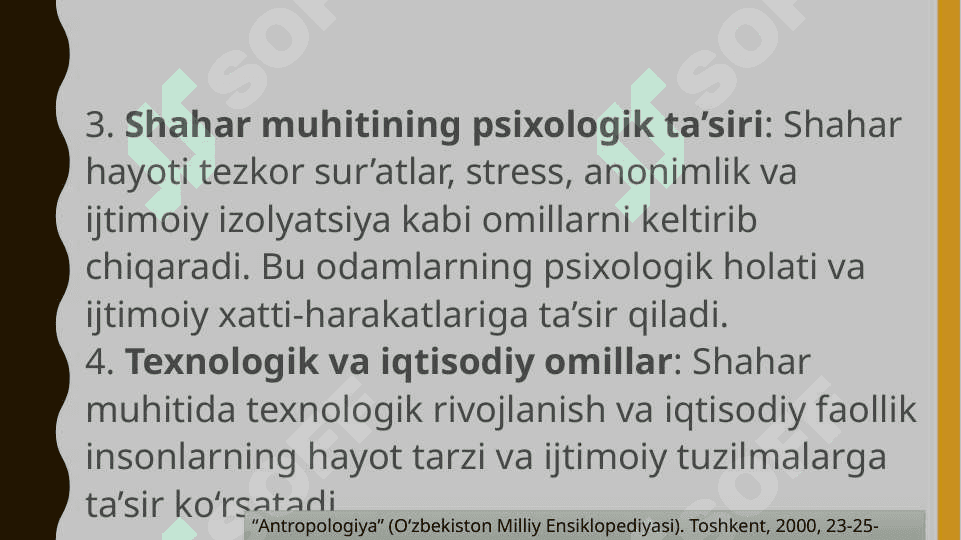 Shahar Antropologiyasi Shahar Hayotini O‘rganish bo‘yicha 8