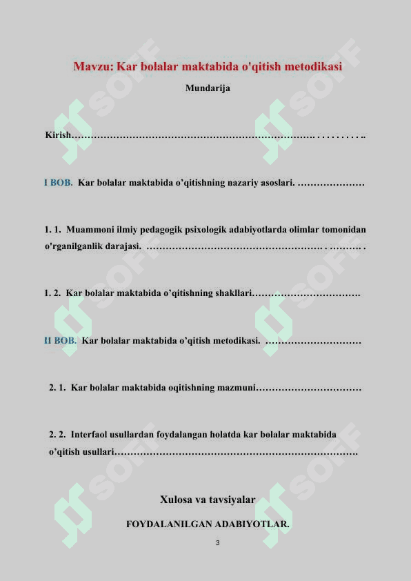 Kar bolalar maktabida o'qitish metodikasi (KURS ISHI) 3