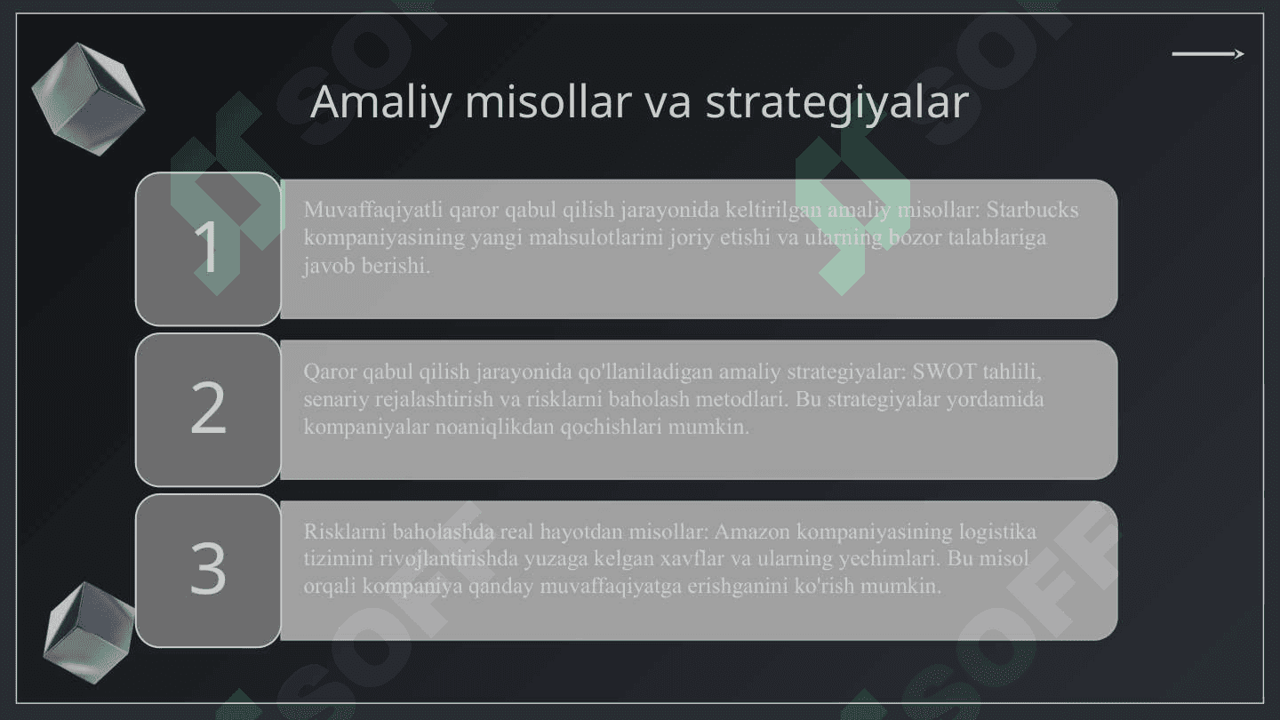 Biznesda qaror qabul qilishda risk va noaniqlik 7