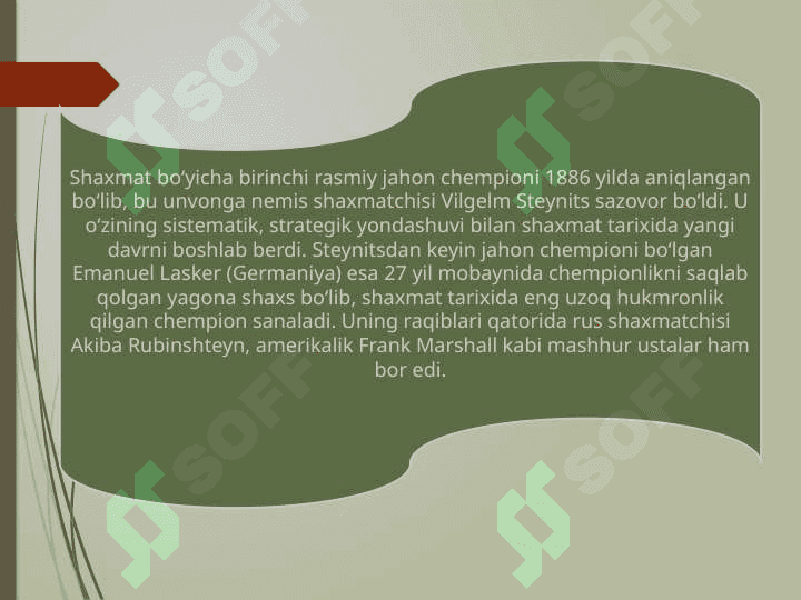 Yevropada shaxmat taraqqiyoti. Johon chempionatlari 7
