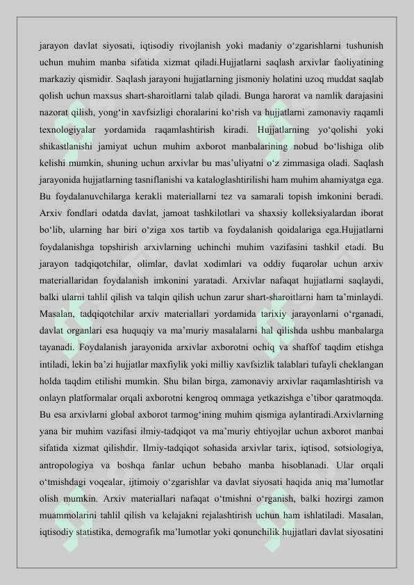 Arxivlar va muzeylar o’zaro aloqadorlik va farqlar 25 3