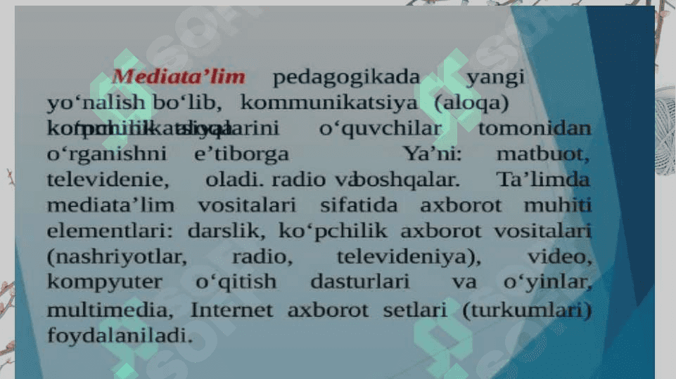 mediya ta'limining asasiy tushunchalari va tayanch iboralar 2
