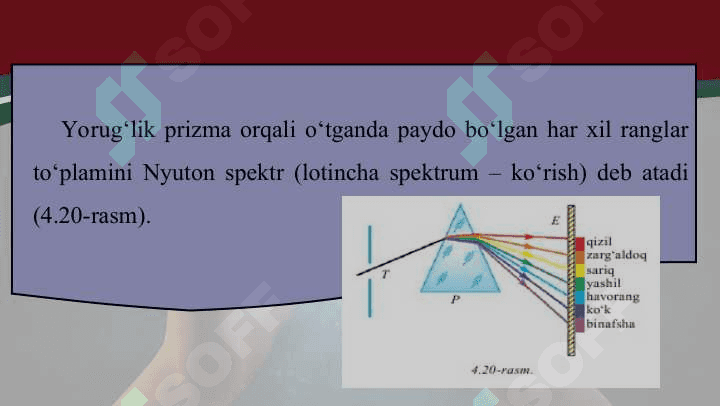 Yorug‘lik dispersiyasi. Spektral analiz 4