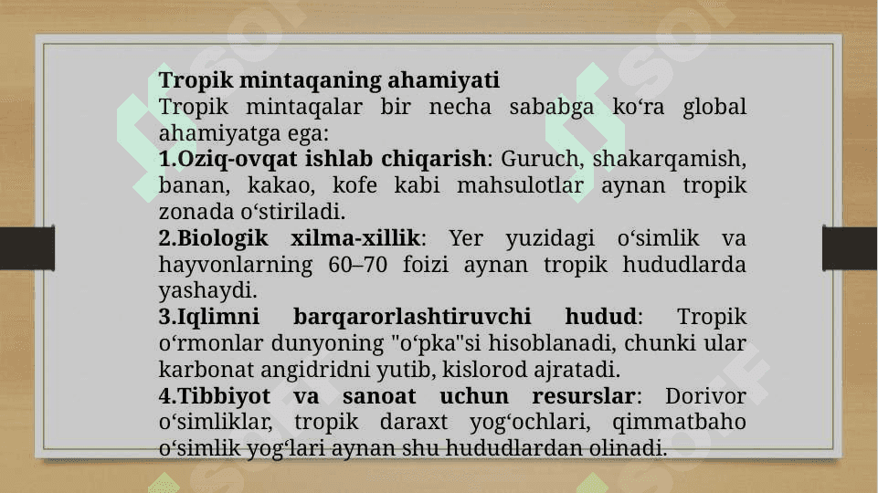 Tropikada tarqalgan oziq-ovqat o‘simliklari 8