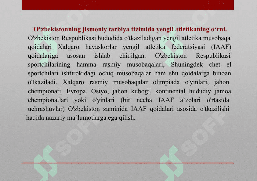 YENGIL ATLETIKA TURLARI TEXNIKASINI O'RGATISH 3