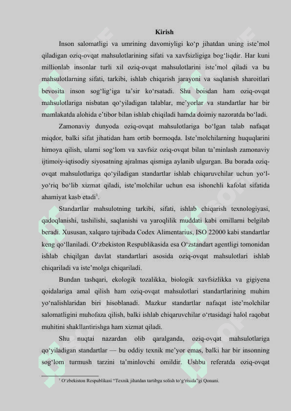 Iste'moldagi oziq-ovqatlarga qo‘yilgan standartlar 2