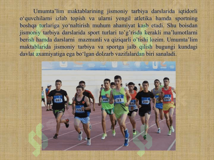 Yengil atletika bo limlari va ularning turkumlanishi 4