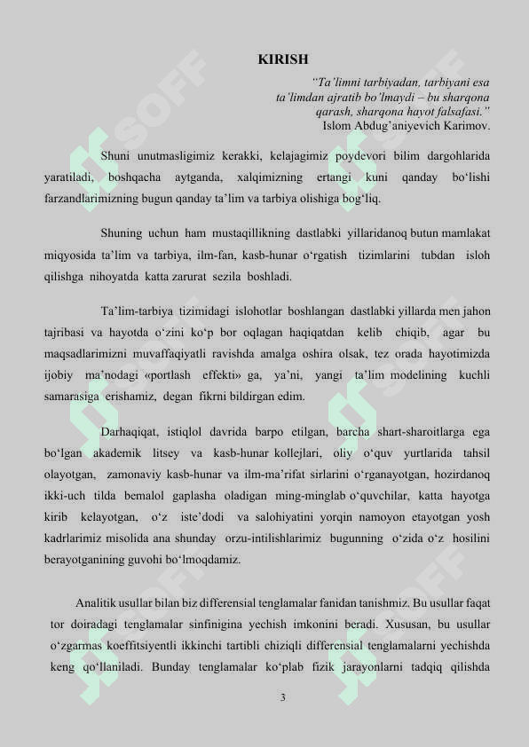 Chiziqli tenglamalar sistemasi muvozanat holatining turlari 3