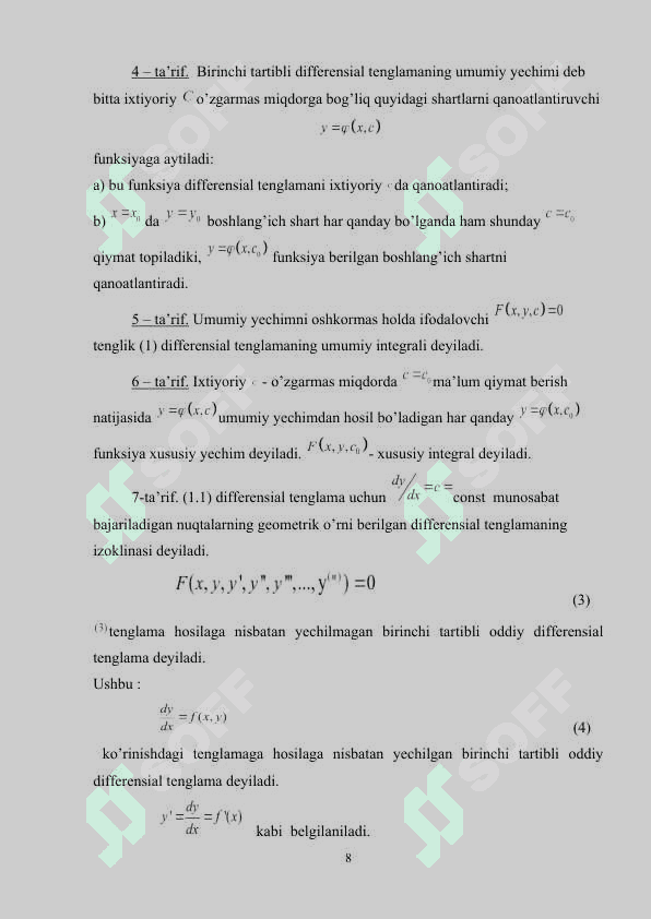 Chiziqli tenglamalar sistemasi muvozanat holatining turlari 8