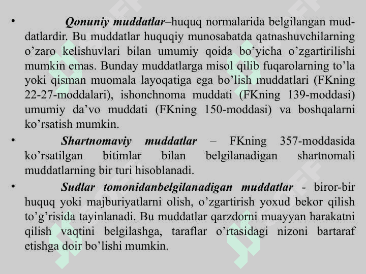 Fuqarolik huquqida muddatlar va da'vo muddati.pptx 7