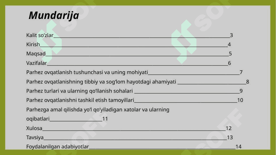 PARHEZ OVQATLANISHNI O‘RGANISH VA UNGA BAHO BERISH 2