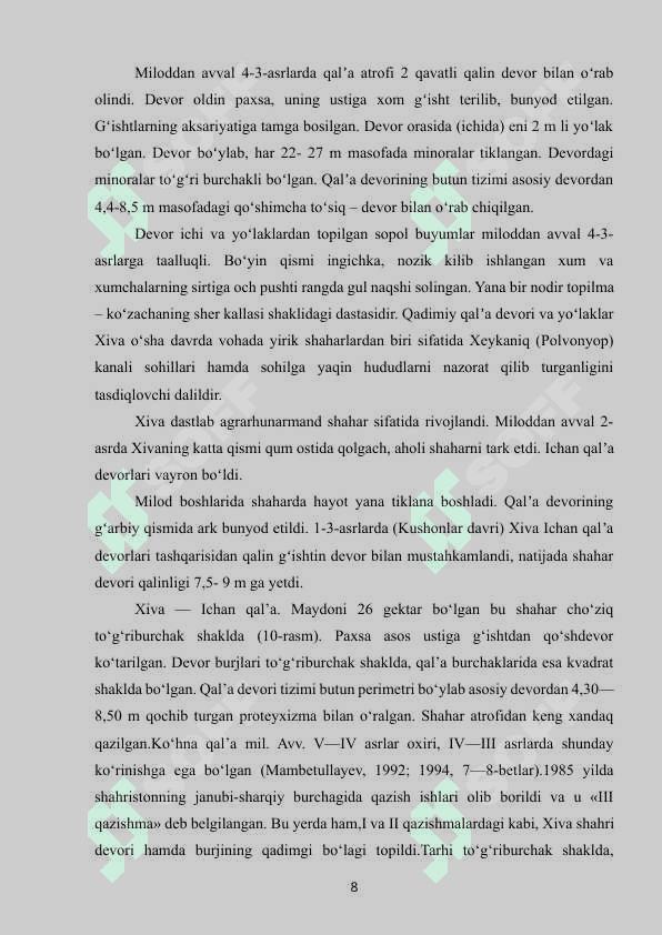 Xiva Ichan qalʼa muzey fondi materiallarining saqlanish holati 8