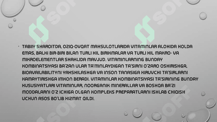 Polivitaminlar farmokodinamikasi 2