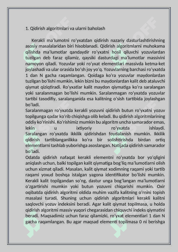 Qidirish algoritimlari va ularning taxlili 3