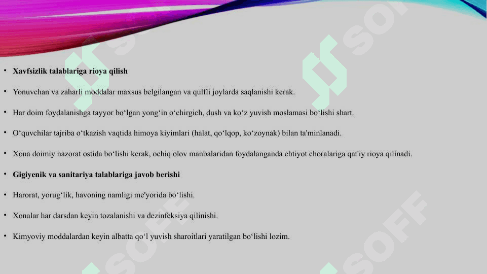 Maktab kimyo kabineti va unga qo'yilgan talablar 5