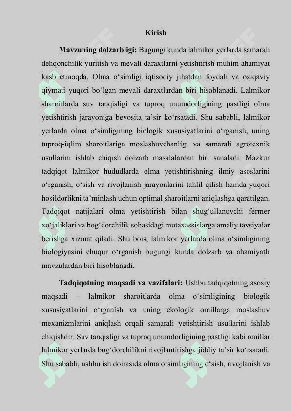 Olma o'simligi biologiyasi 2